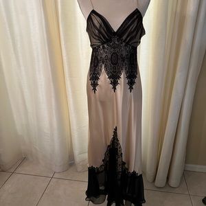 Luxurious silk nightgown with mesh robe.